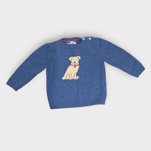 Trotters London 24M Blue Wool Dog Sweater | 80% Wool | Made in Portugal